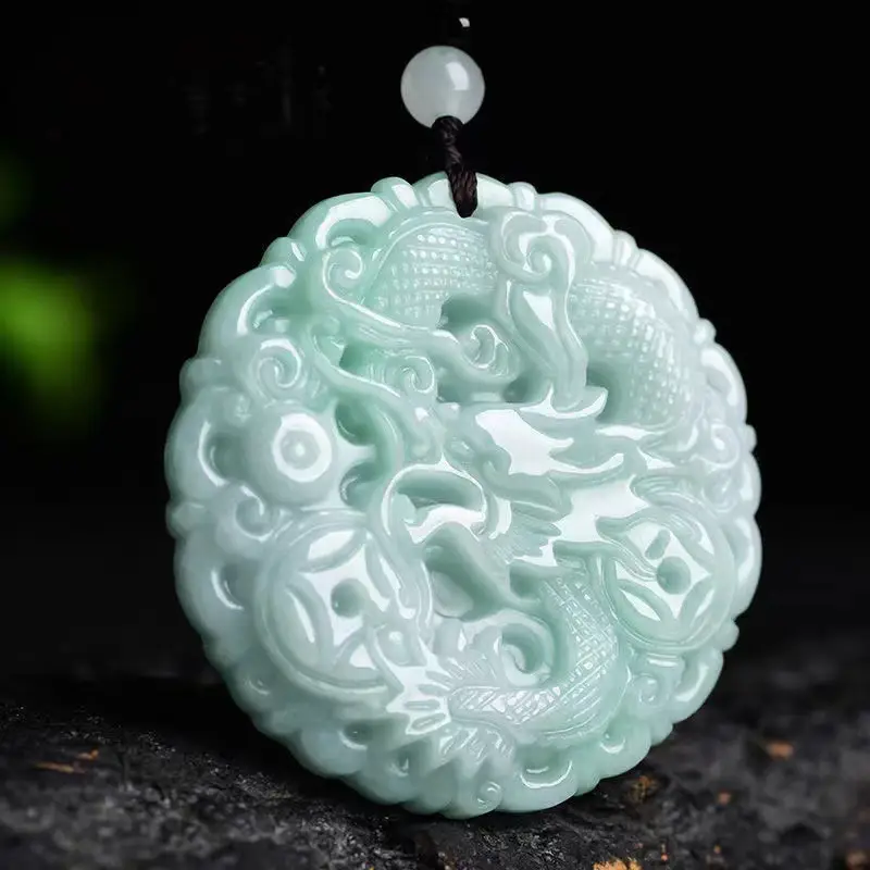 Dragon Pendant Jade Necklace Natural Grade Light Green — feature 10