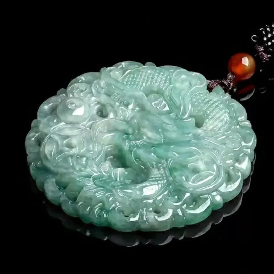 Dragon Pendant Jade Necklace Natural Grade Light Green — feature 5