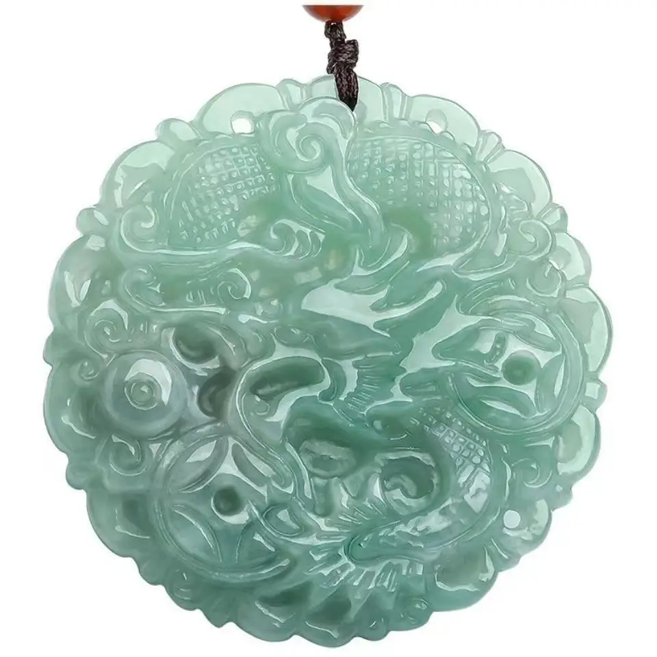 Dragon Pendant Jade Necklace Natural Grade Light Green — feature 6