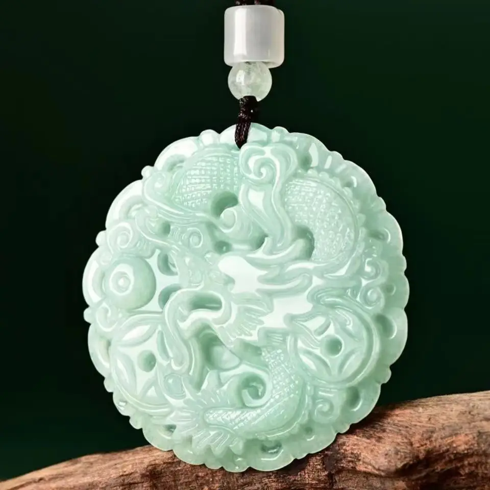 Dragon Pendant Jade Necklace Natural Grade Light Green — feature 7