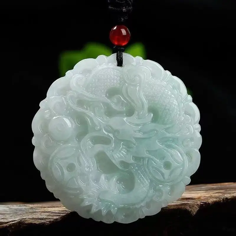 Dragon Pendant Jade Necklace Natural Grade Light Green — feature 9