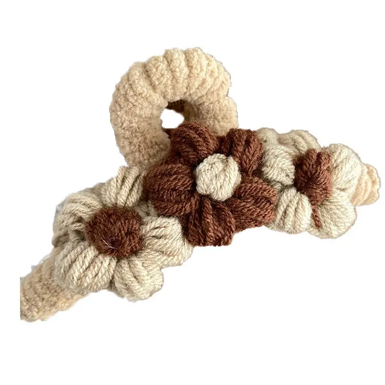 Korean Sweet Knitted Flower Hairpin Clip Autumn Winter Vintage - Image 8