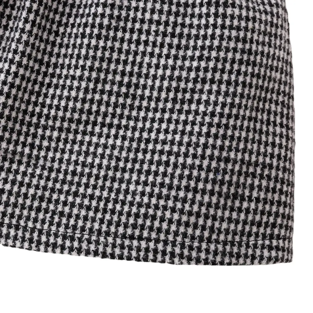 Girls Houndstooth Top T-shirt Suit Autumn Korean Skirt Two-piece - Image 6