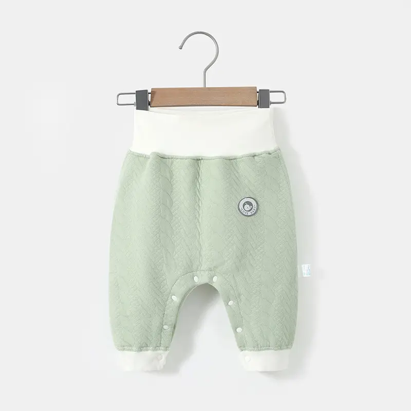 Baby Thermal Leggings White Cotton Padded High Waist - Image 3