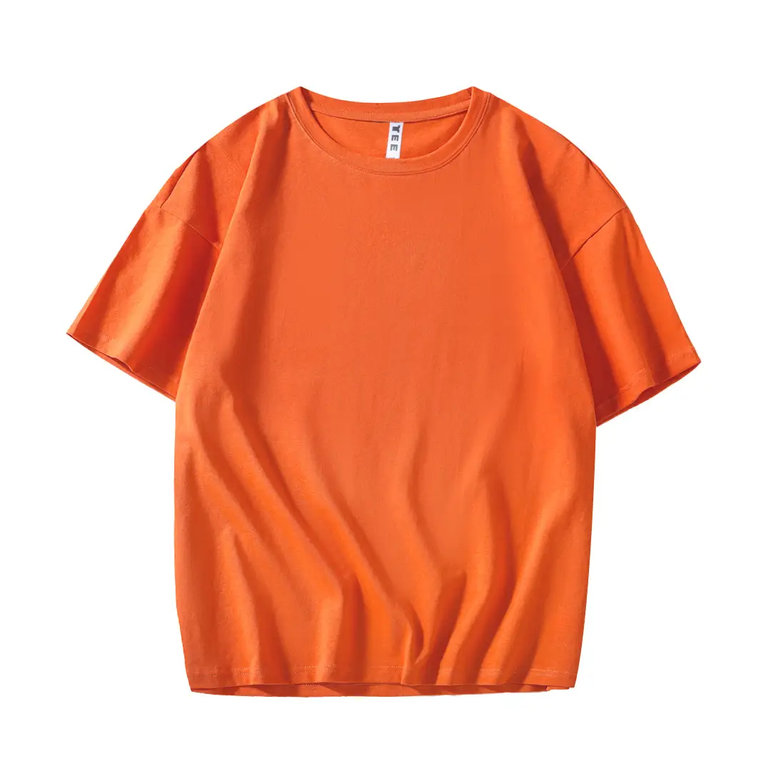 200g Cotton Hip Hop T-Shirt Orange Round Neck