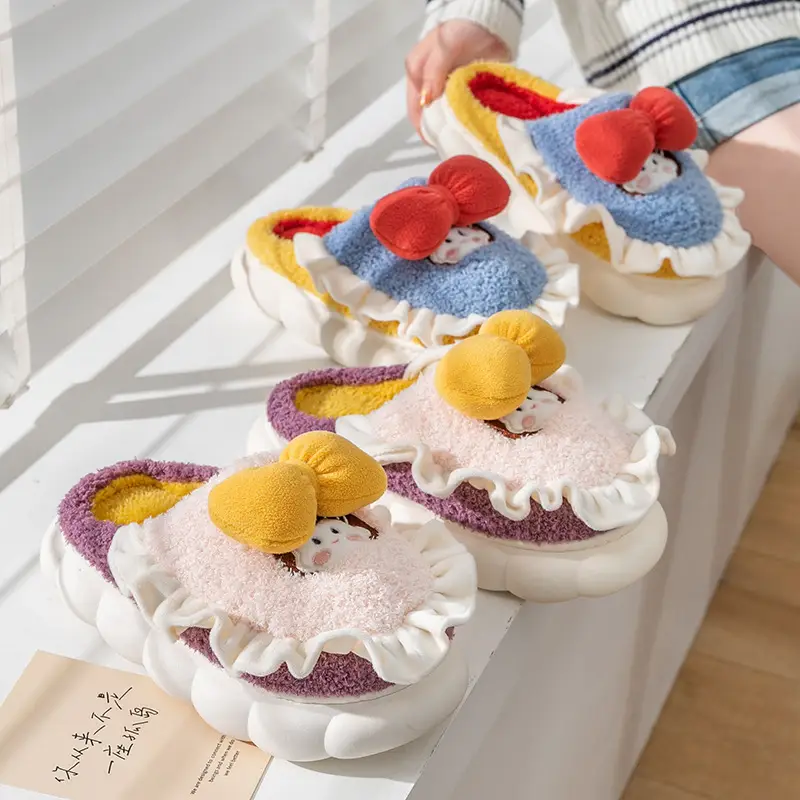 Cartoon Slippers Women Indoor Household Cotton Slippers Warm Thick Slippers Cute Princess Slippers Source Factory 801