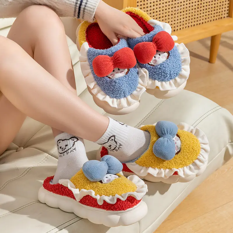 Cartoon Slippers Women Indoor Household Cotton Slippers Warm Thick Slippers Cute Princess Slippers Source Factory 801