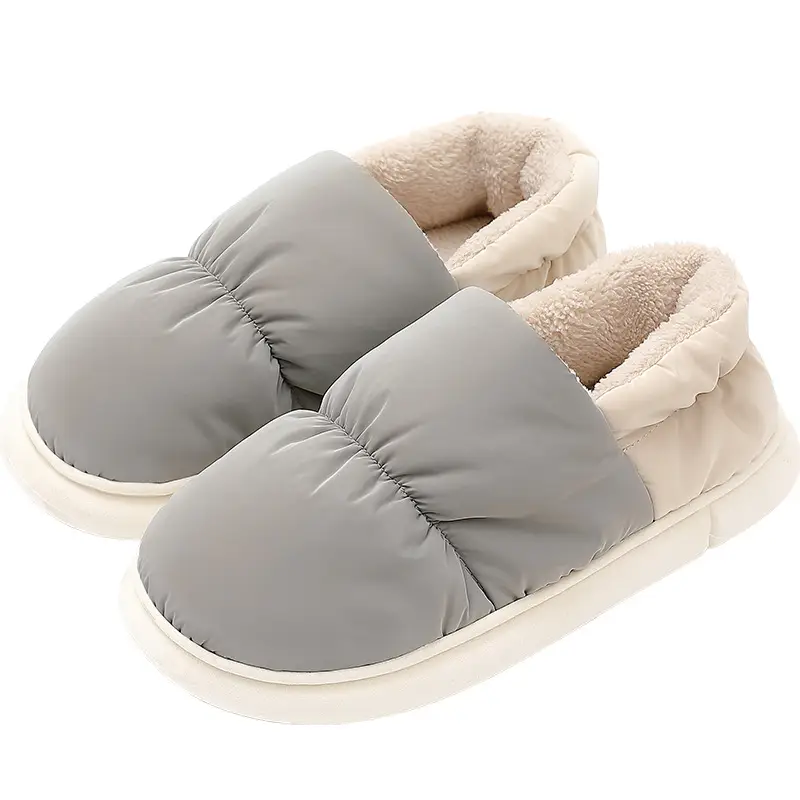 Home Cotton Slippers with Heel Cover for Men, Winter Large Size down Cloth Waterproof Indoor Household Men's Warm Cotton Shoes Women Wholesale - Image 11