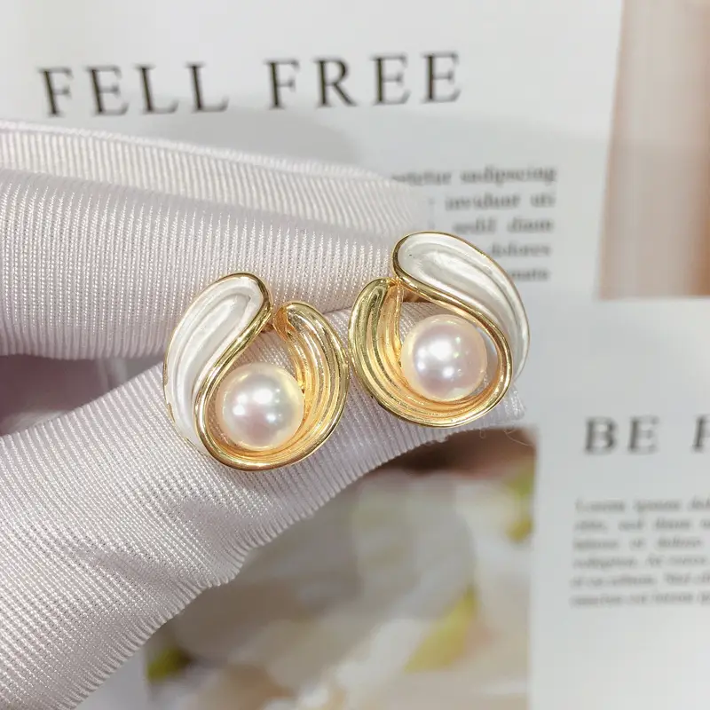 Women French Pearl Earrings 18K Gold Filled - Image 4