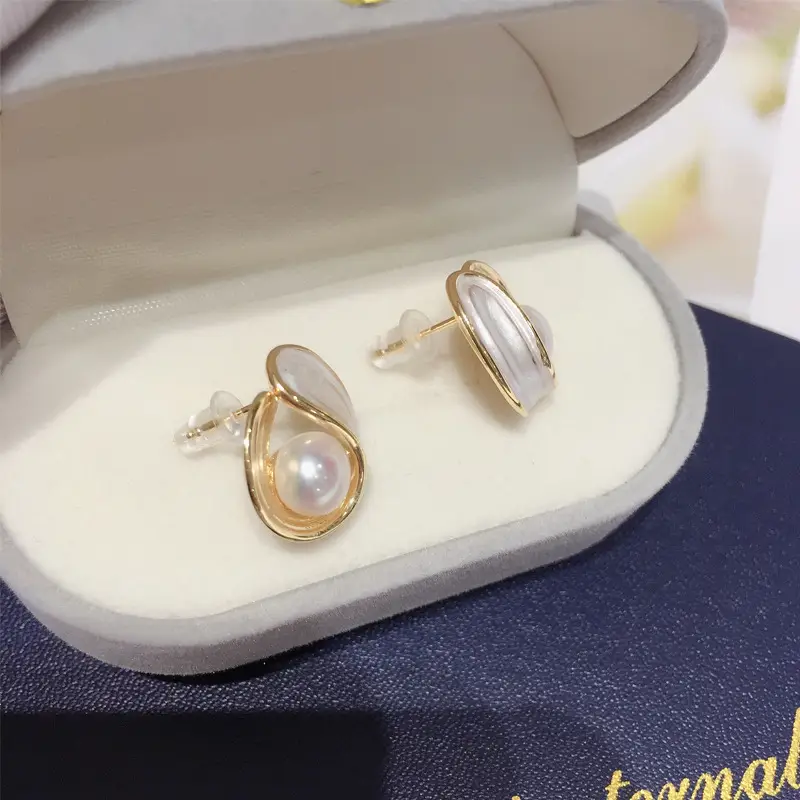 Women French Pearl Earrings 18K Gold Filled - Image 6