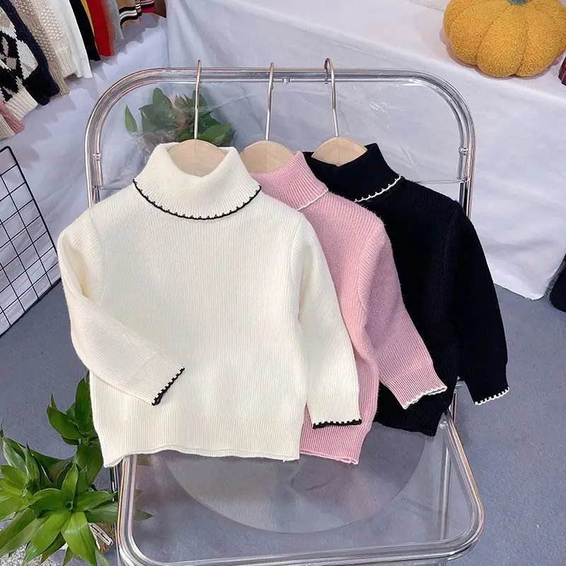 Girls Pink Turtleneck Fleece Sweater One Piece - Image 6
