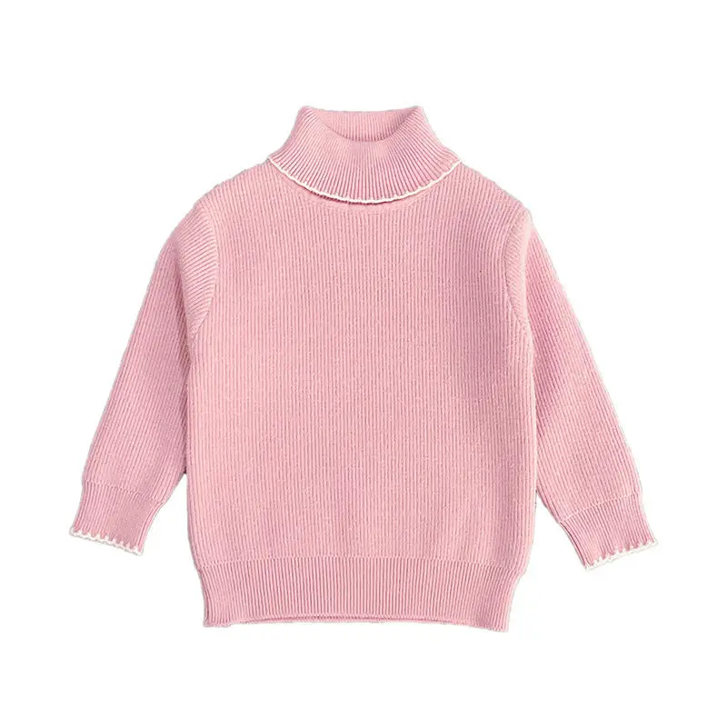 Girls Pink Turtleneck Fleece Sweater One Piece - Image 8