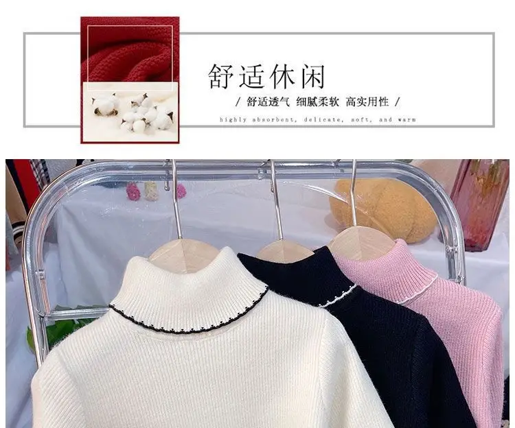 Girls Pink Turtleneck Fleece Sweater One Piece — feature 1