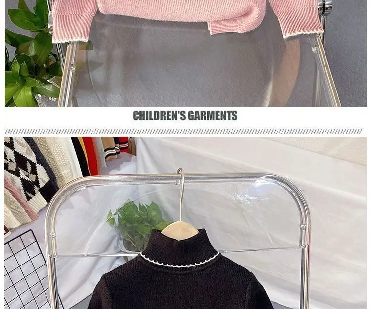 Girls Pink Turtleneck Fleece Sweater One Piece — feature 10
