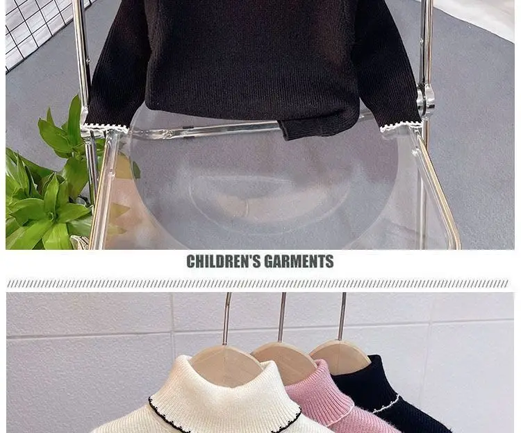 Girls Pink Turtleneck Fleece Sweater One Piece — feature 11