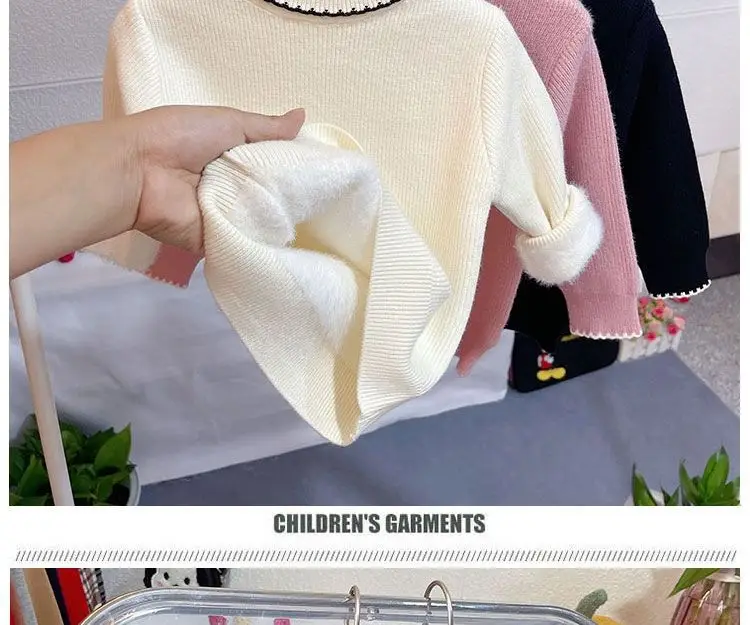 Girls Pink Turtleneck Fleece Sweater One Piece — feature 12
