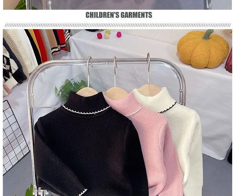 Girls Pink Turtleneck Fleece Sweater One Piece — feature 14