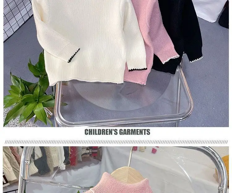Girls Pink Turtleneck Fleece Sweater One Piece — feature 7