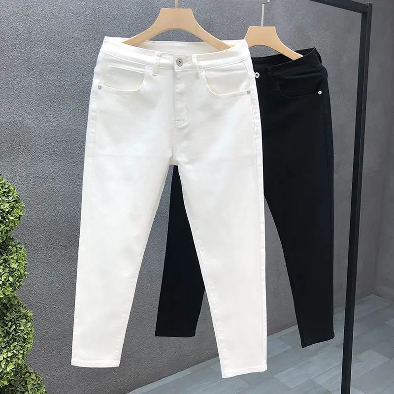 Men Black Slim Fit Cropped Jeans Spring Autumn - Image 22