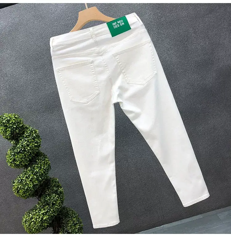 Men Black Slim Fit Cropped Jeans Spring Autumn — feature 11