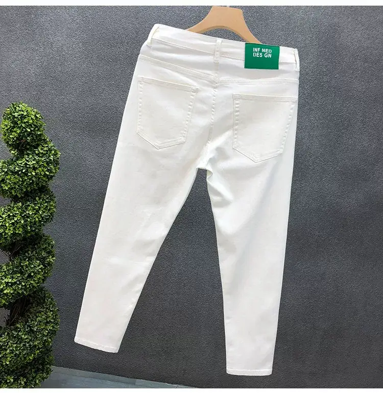 Men Black Slim Fit Cropped Jeans Spring Autumn — feature 12