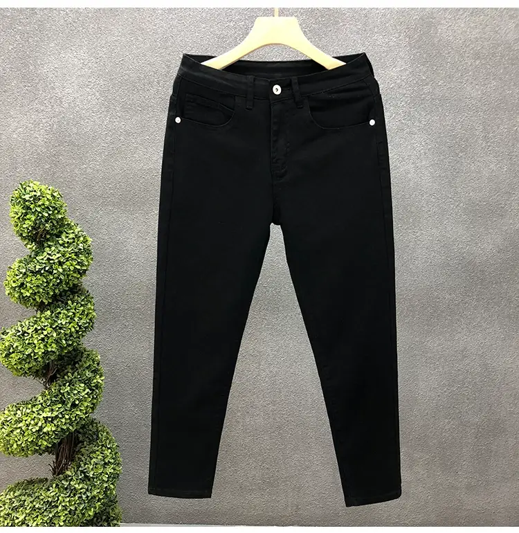 Men Black Slim Fit Cropped Jeans Spring Autumn — feature 15