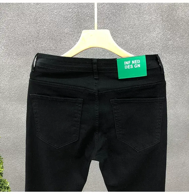 Men Black Slim Fit Cropped Jeans Spring Autumn — feature 16