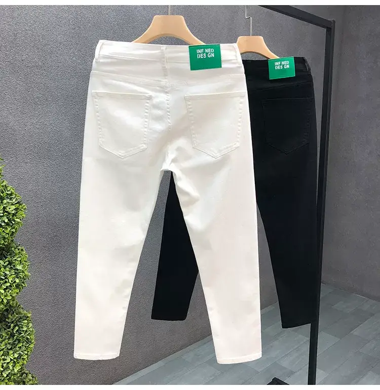 Men Black Slim Fit Cropped Jeans Spring Autumn — feature 3