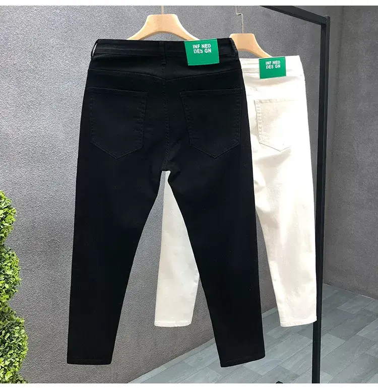 Men Black Slim Fit Cropped Jeans Spring Autumn — feature 4