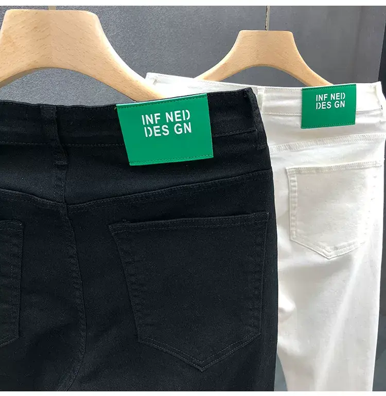 Men Black Slim Fit Cropped Jeans Spring Autumn — feature 7