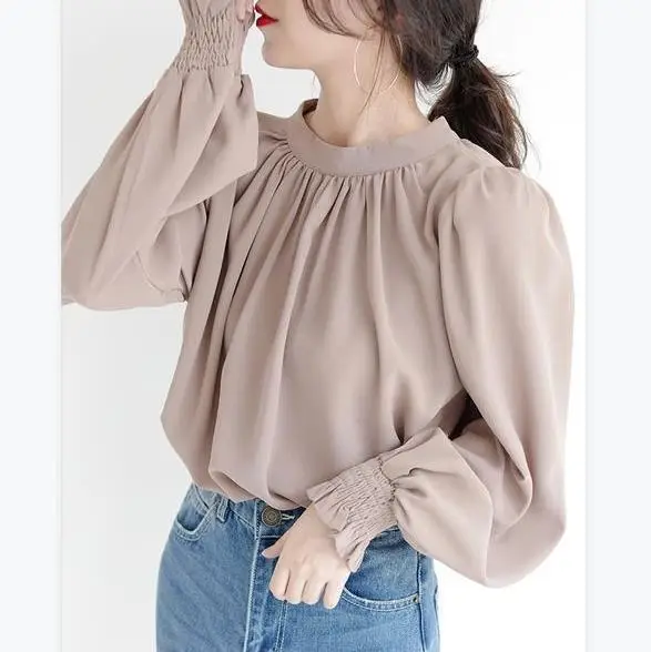 Japanese Style White Long-sleeve Doll Shirt for Women - Image 7