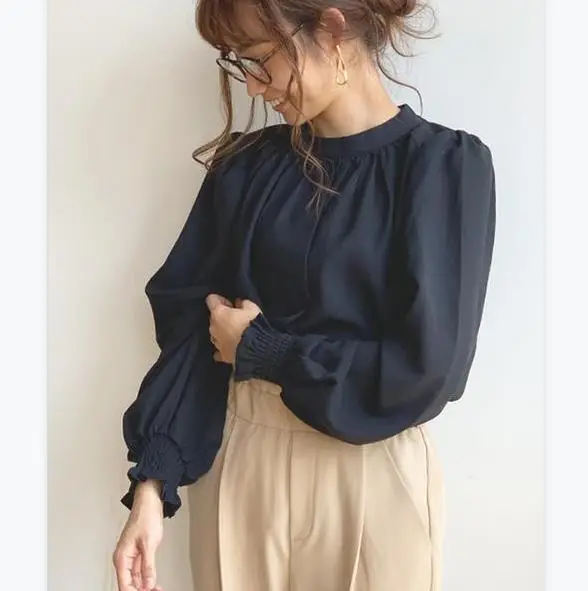 Japanese Style White Long-sleeve Doll Shirt for Women - Image 9