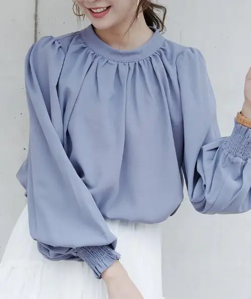 Japanese Style White Long-sleeve Doll Shirt for Women — feature 7