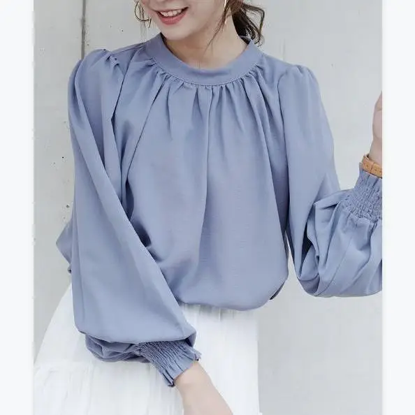 Japanese Style White Long-sleeve Doll Shirt for Women - Image 5