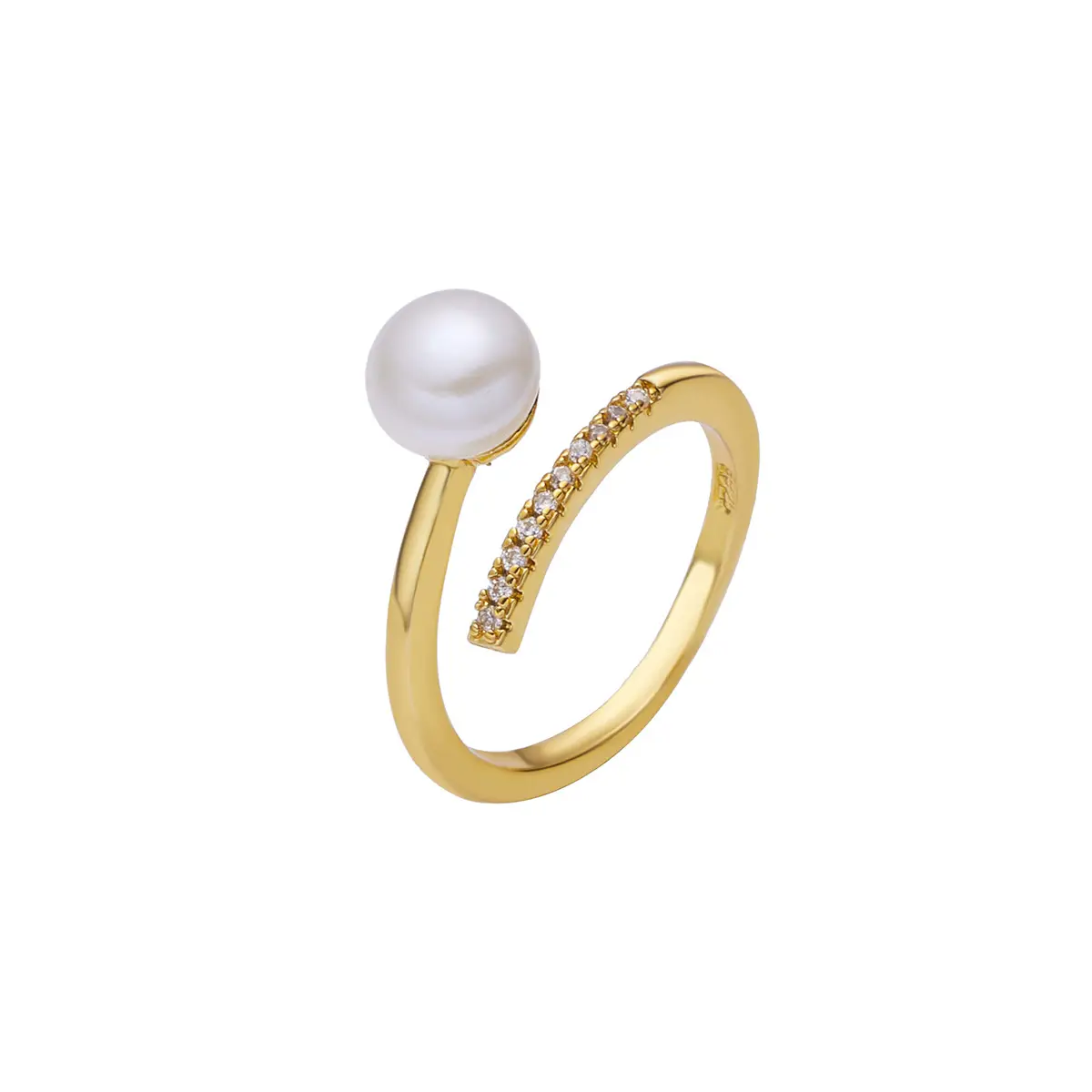 Gold Pearl Adjustable Ring for Women - Image 5