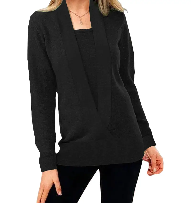 2022 Knitted Long Sleeve V Neck Sweater Women