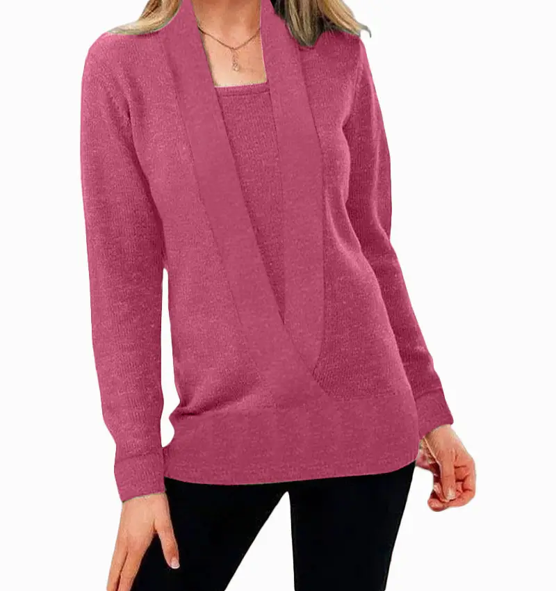 2022 Knitted Long Sleeve V Neck Sweater Women