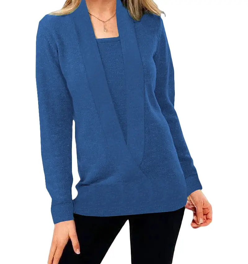 2022 Knitted Long Sleeve V Neck Sweater Women