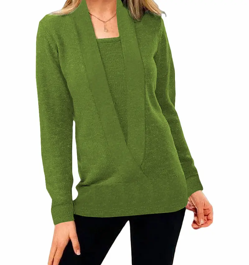 2022 Knitted Long Sleeve V Neck Sweater Women