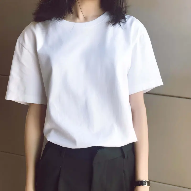 Summer White Loose T-Shirt Short Sleeve Female - Image 3