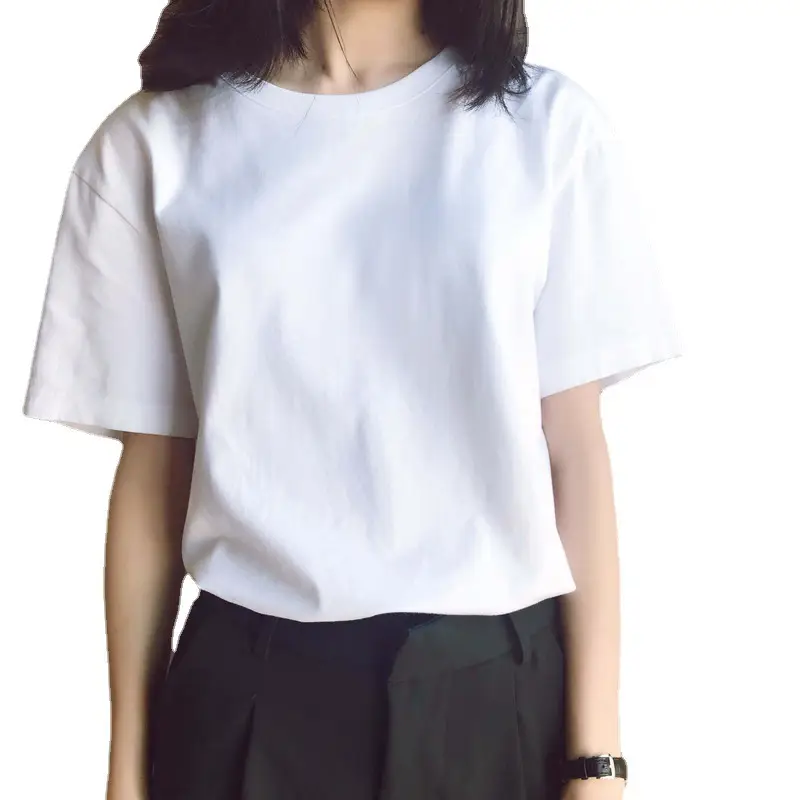 Summer White Loose T-Shirt Short Sleeve Female - Image 7