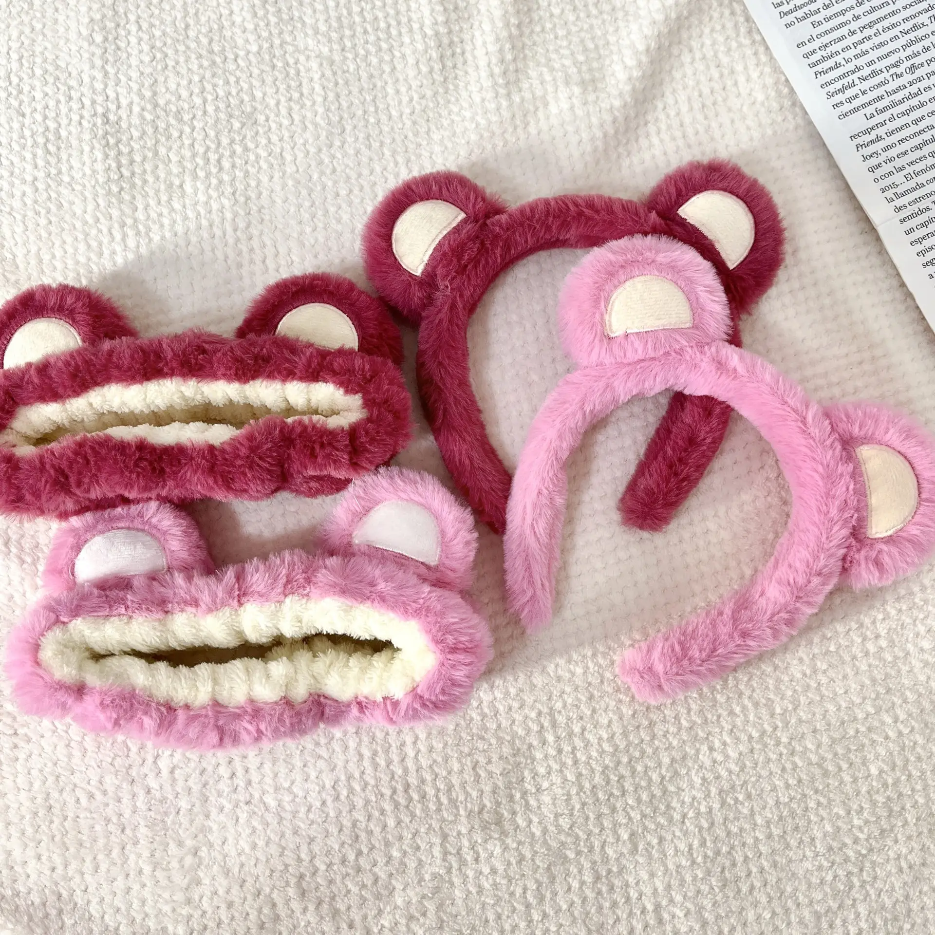 Plush Strawberry Bear Hair Band for Girls - Image 7