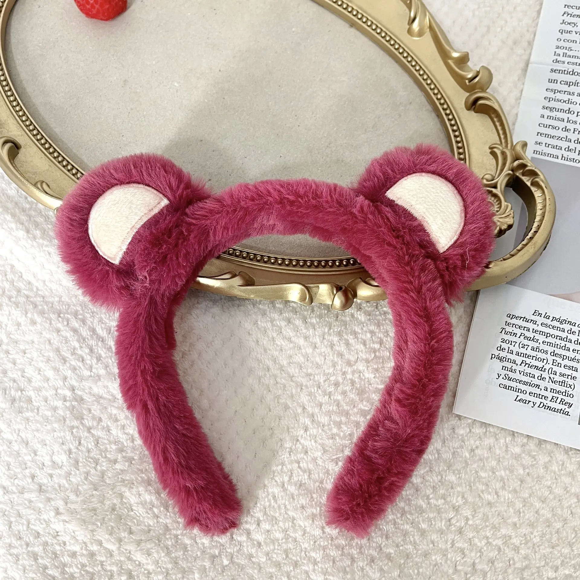 Plush Strawberry Bear Hair Band for Girls - Image 2