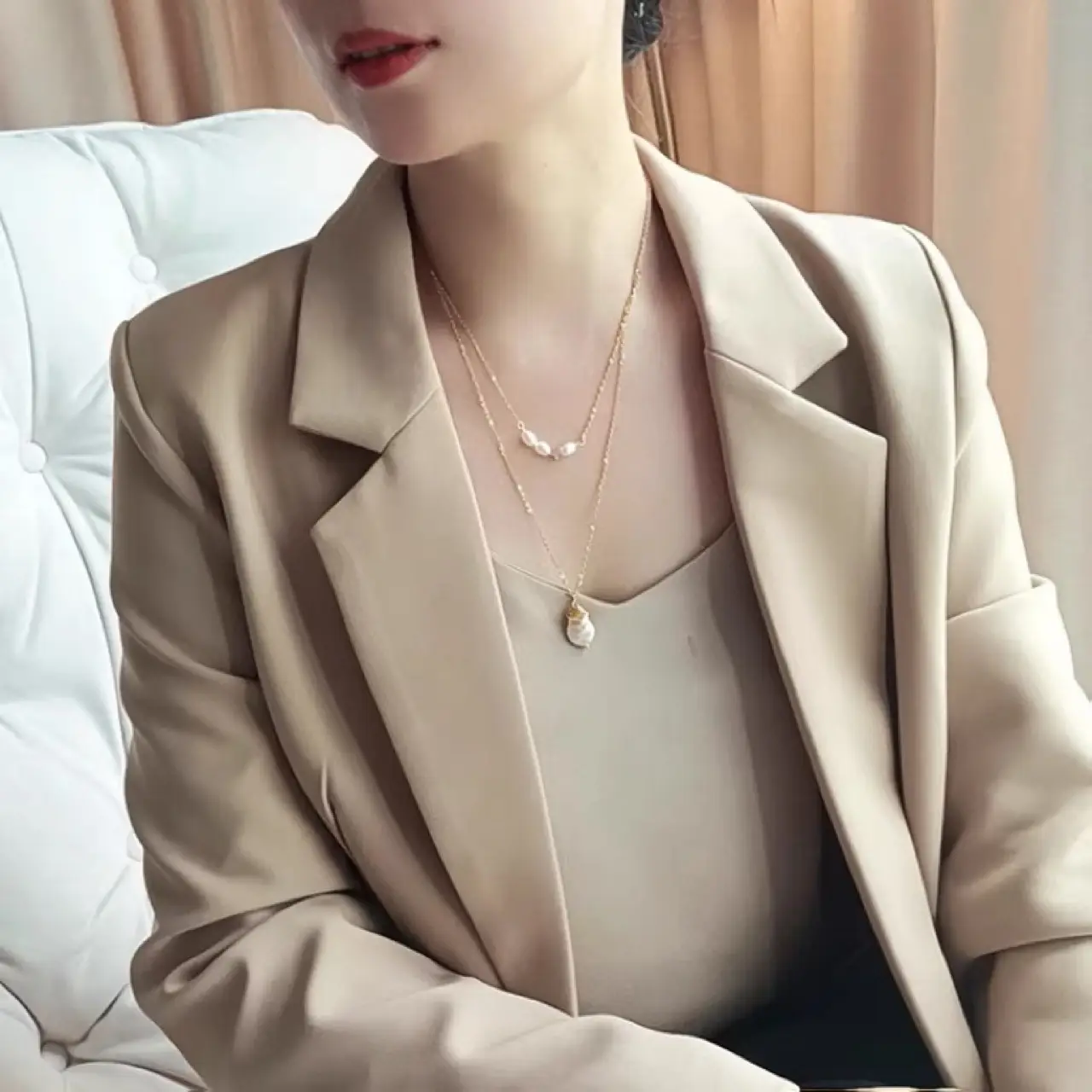 Double-Layer Pearl Necklace for Women Light Luxury - Image 5