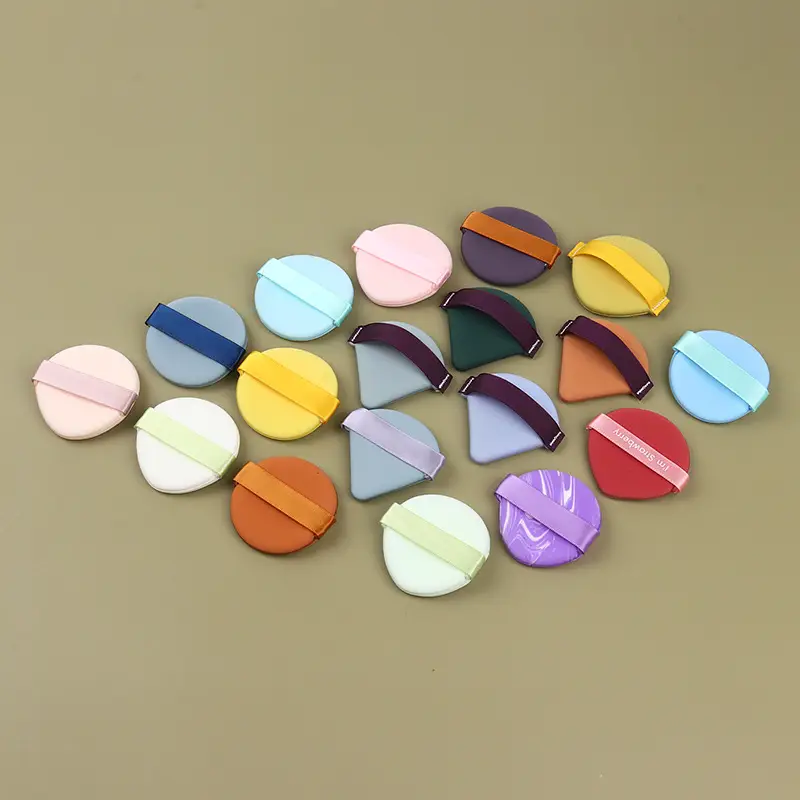 Flannel Fabric Makeup Sponge Set Green Purple - Image 2