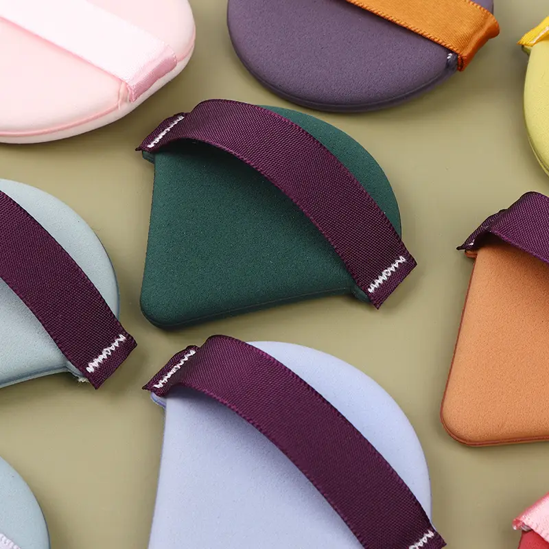 Flannel Fabric Makeup Sponge Set Green Purple - Image 3
