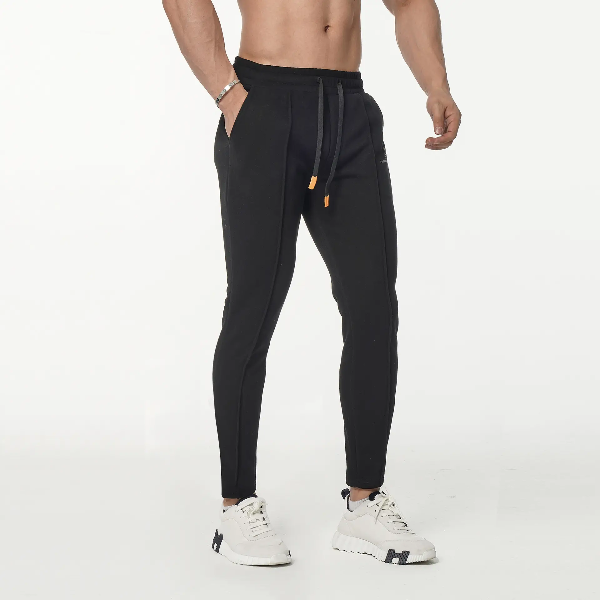 Men Slim Fit Sports Pants Black Running Training