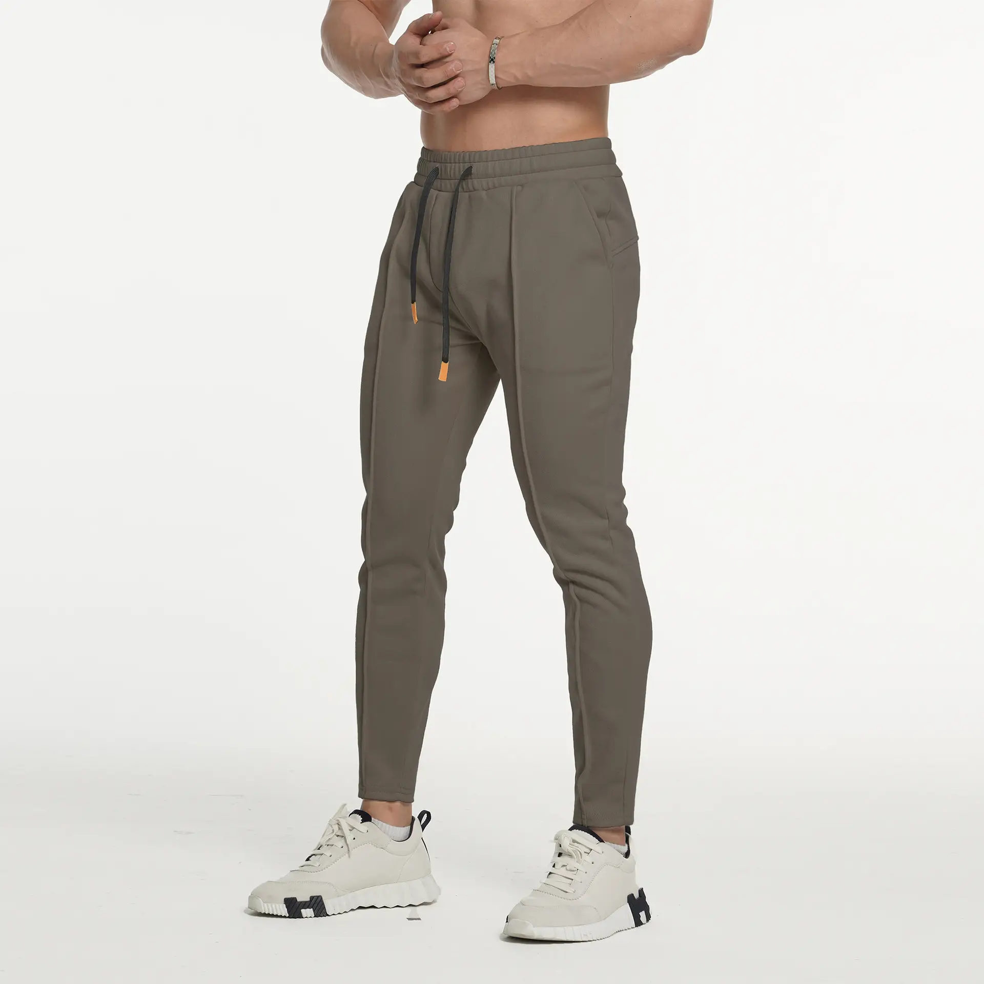 Men Slim Fit Sports Pants Black Running Training