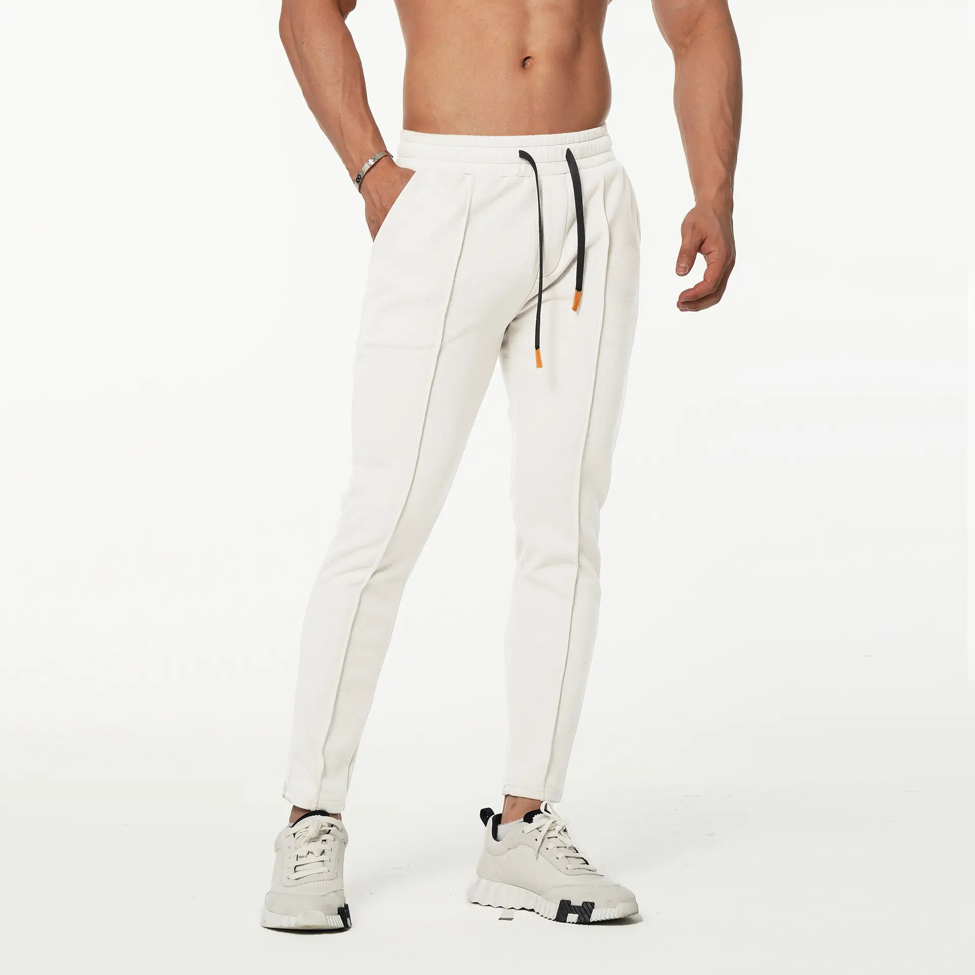 Men Slim Fit Sports Pants Black Running Training
