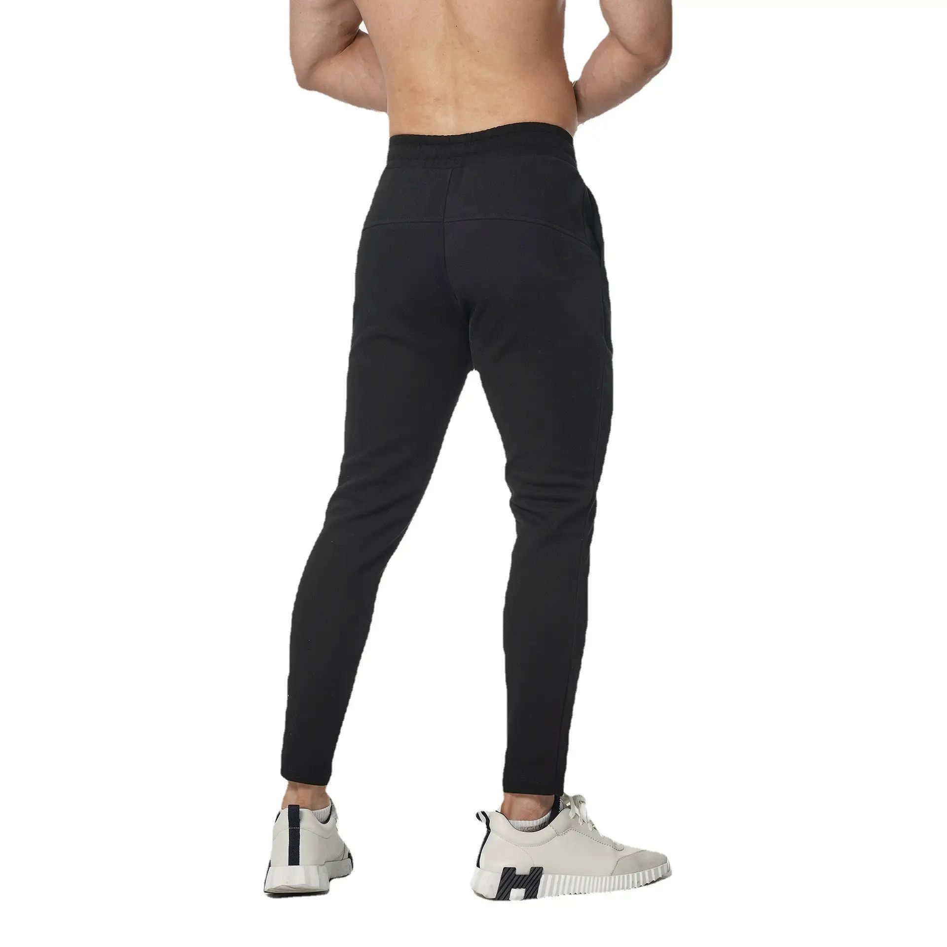 Men Slim Fit Sports Pants Black Running Training